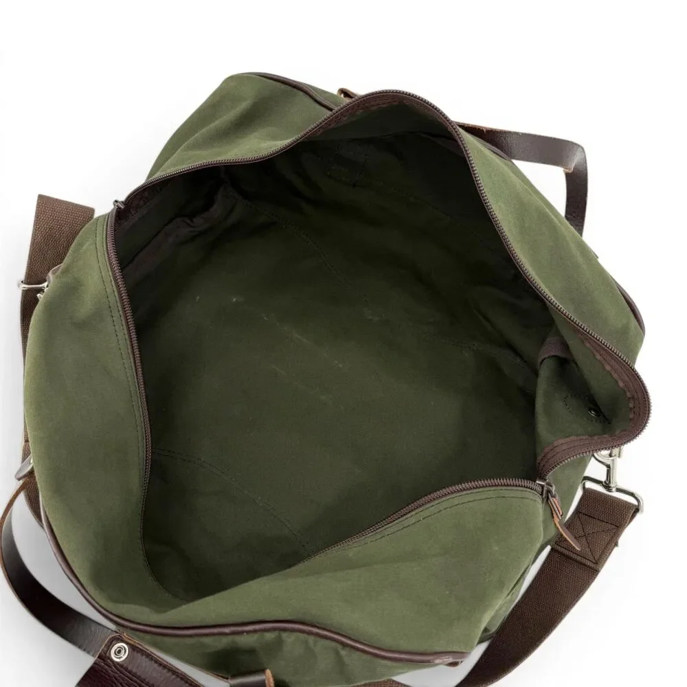 Duluth Pack Canvas Leather Weekender Duffel Bag Olive Drab 33L